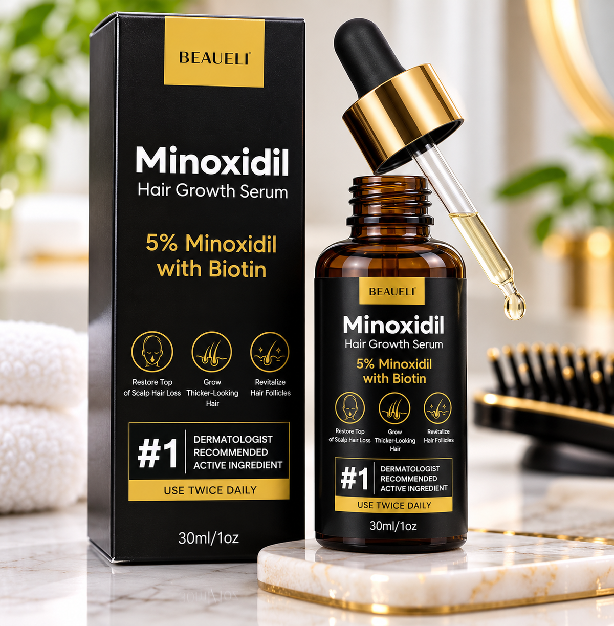 Beaueli Minoxidil Hair Growth Serum 5% with Biotin