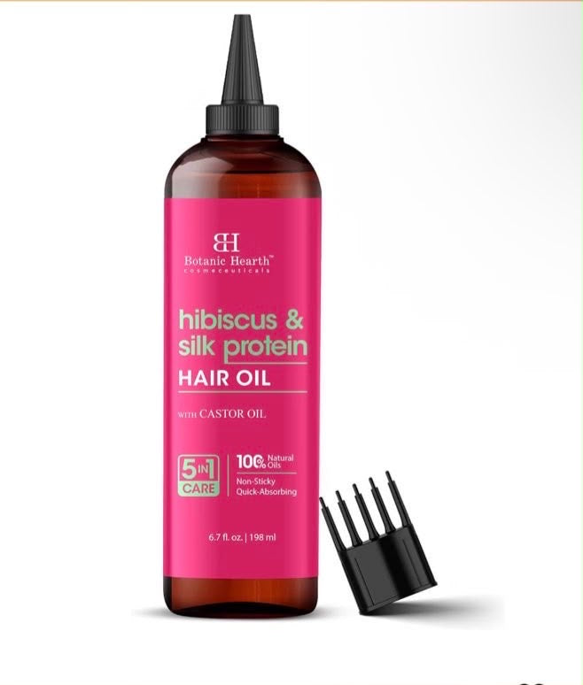 Botanic Hearth Hibiscus & Silk Protein Hair Oil with Castor Oil 6.7oz