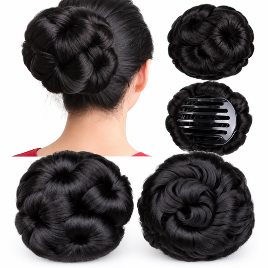 Elegant Hair Bun Claw Clip – Floral Twisted Updo Hairpiece