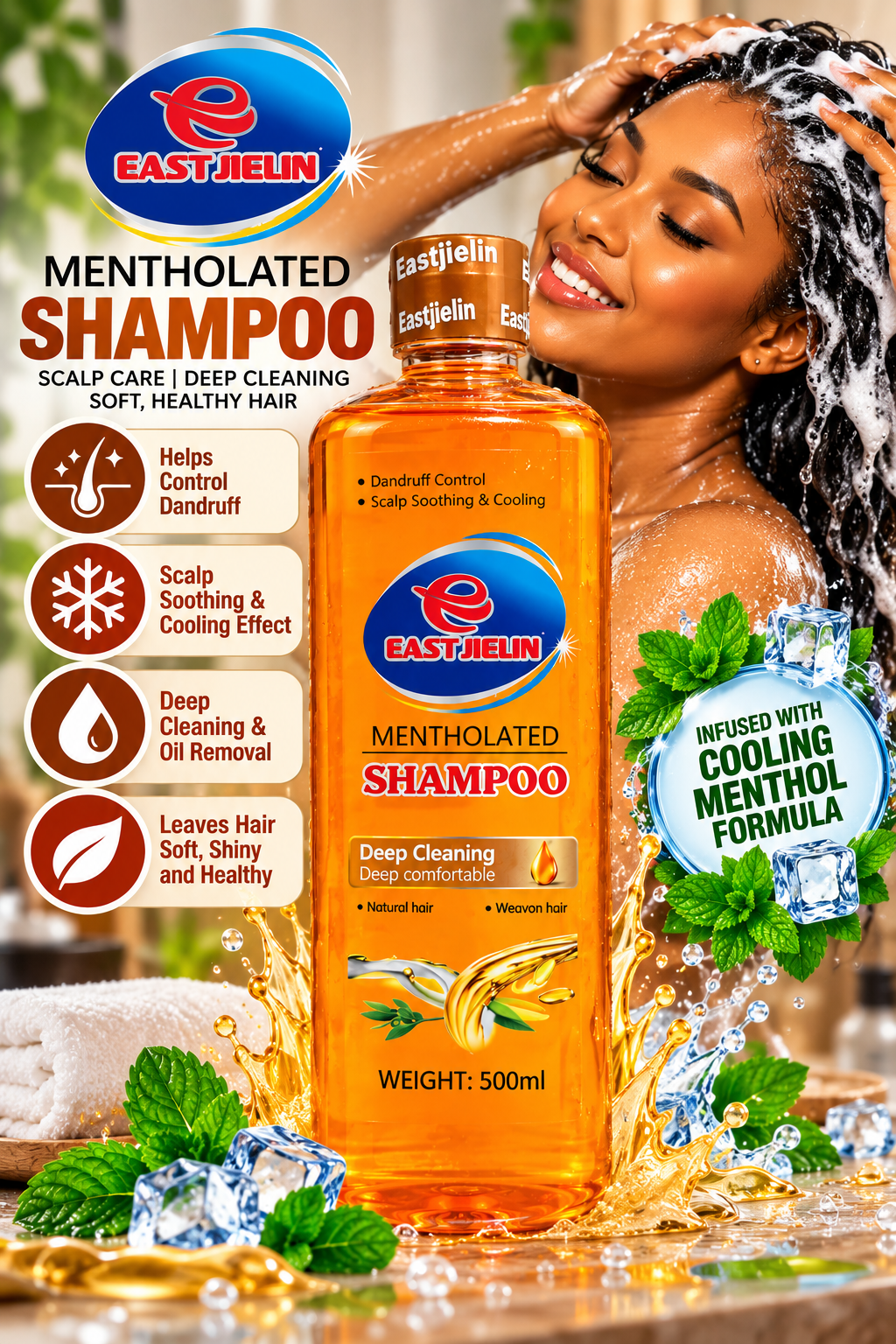 East Jielin Dandruff Control Mentholated Shampoo