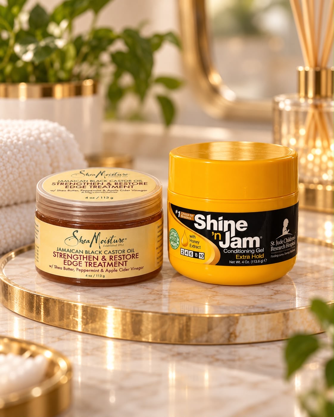 EDGE CONTROL & STYLING COMBO – SheaMoisture & Shine ’n Jam