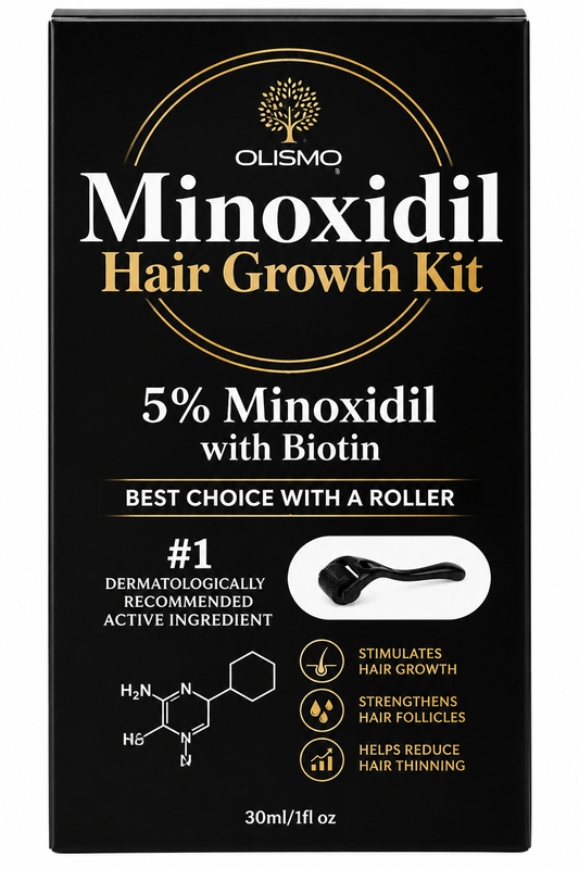 Olismo Minoxidil Hair Growth Kit – 5% Minoxidil with Biotin & Derma Roller