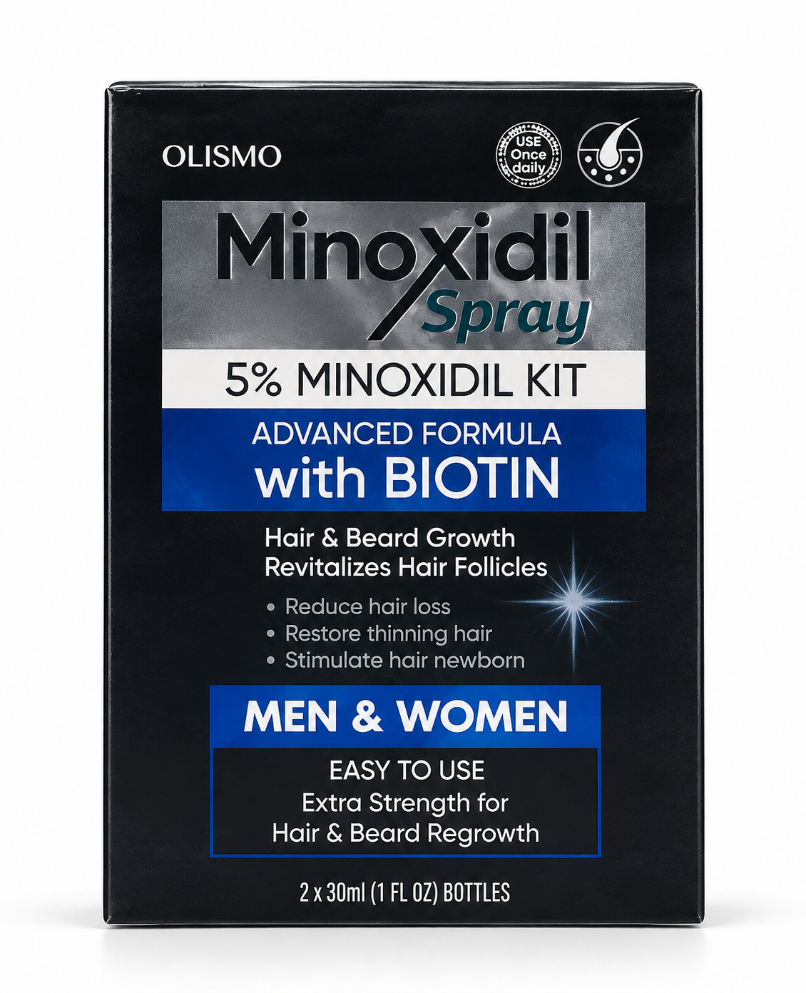 Olismo Minoxidil Spray Kit – Advanced Formula with Biotin