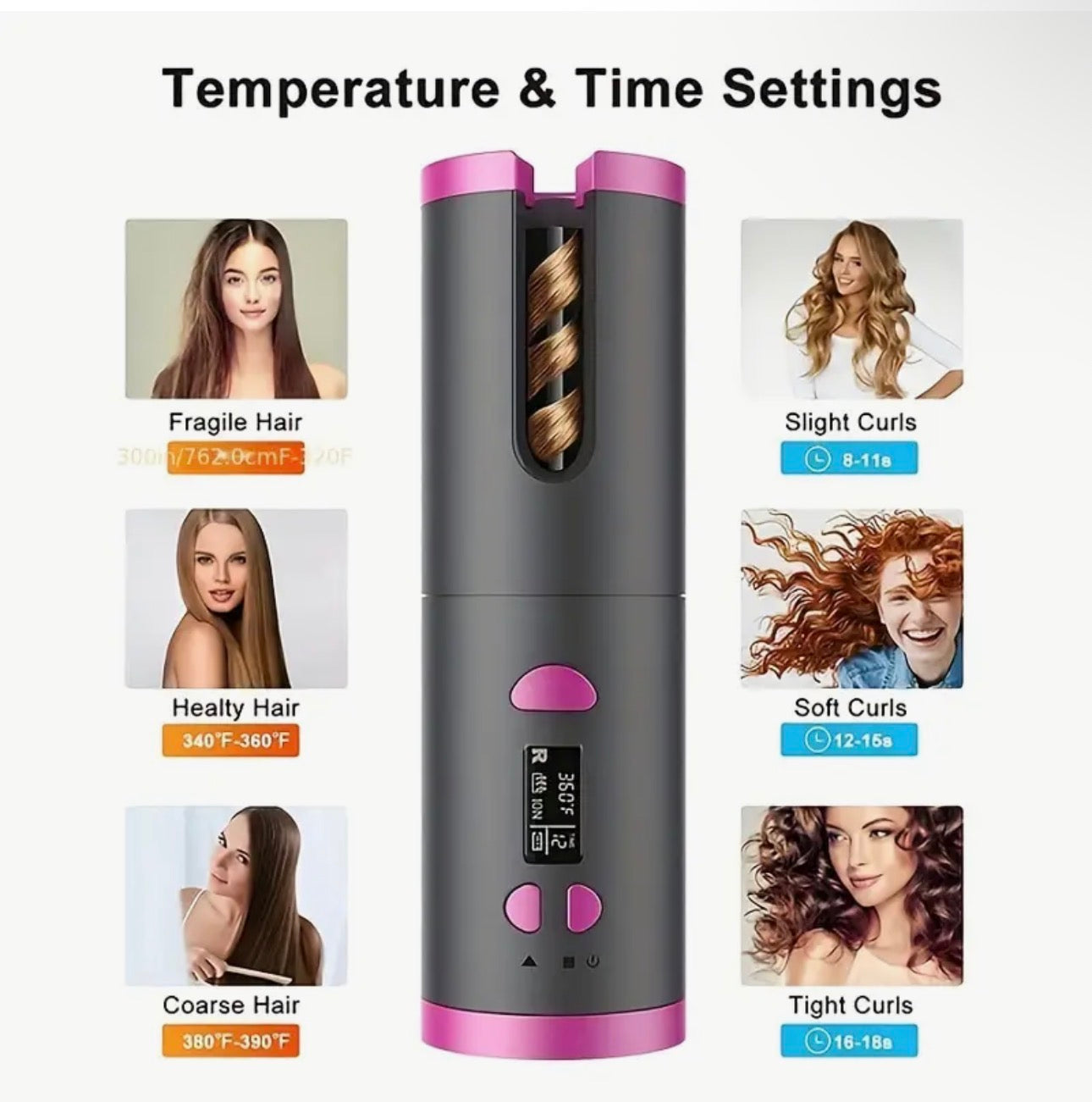 USB-C WIRELESS AUTOMATIC PORTABLE CURLING IRON