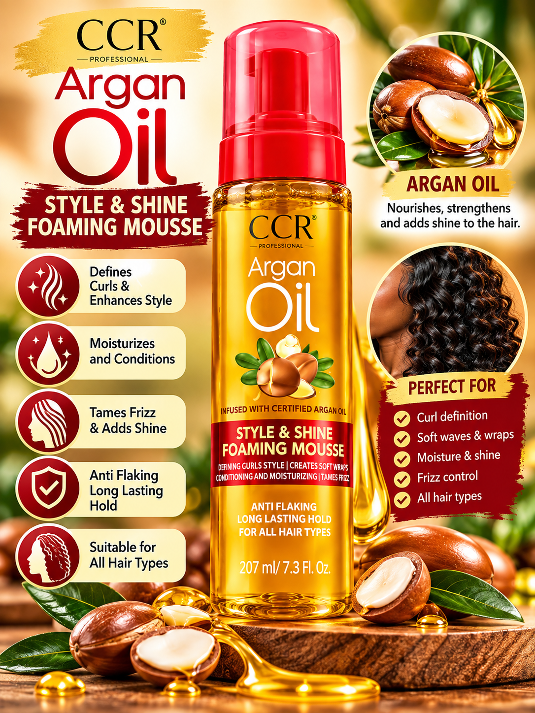 CSCR Argan Oil Style & Shine Foaming Mousse