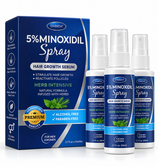 Dabida 5% Minoxidil Spray Hair Growth Serum – Infused with Herbs