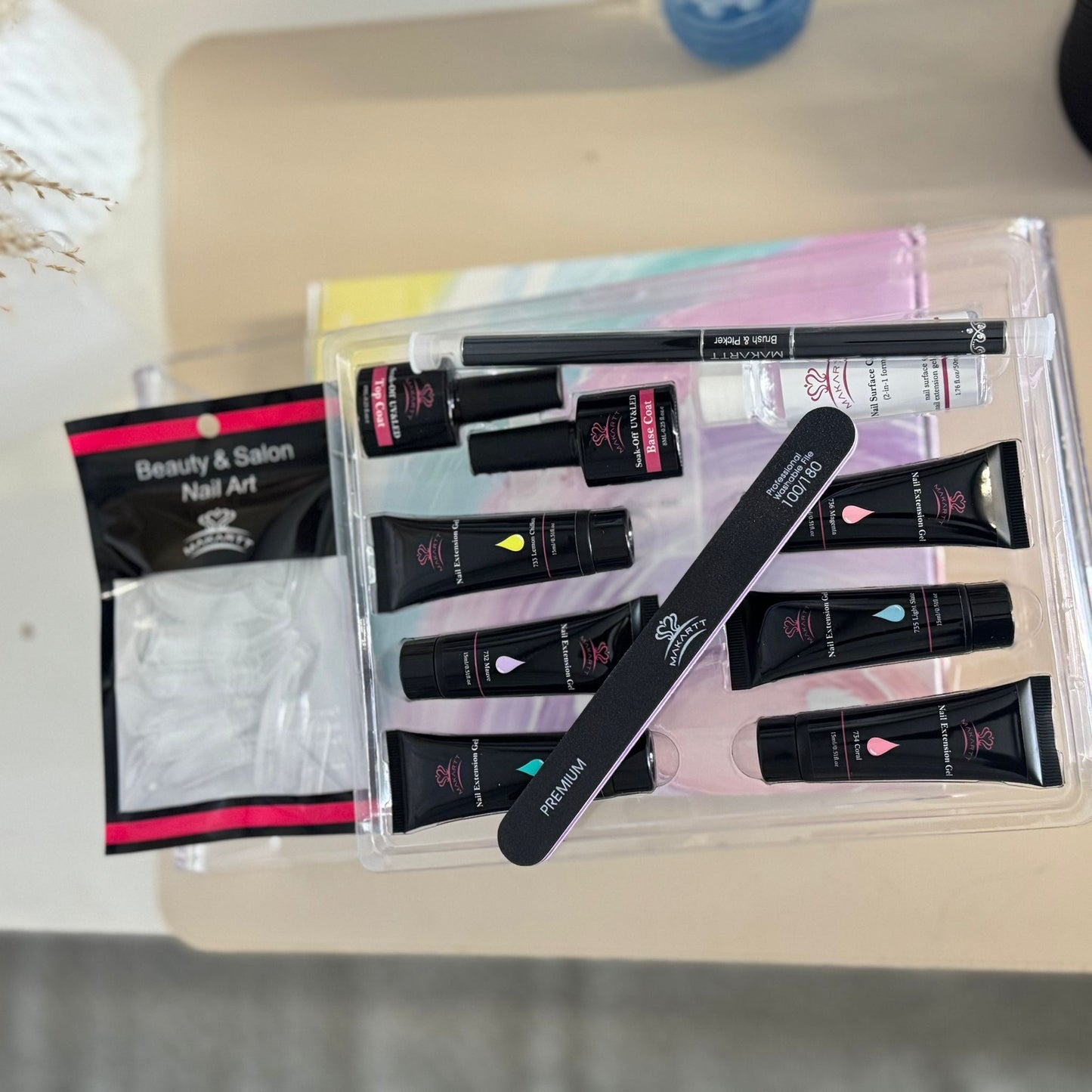 Makartt 6-Color Translucent Jelly Poly Nail Gel Extension Kit