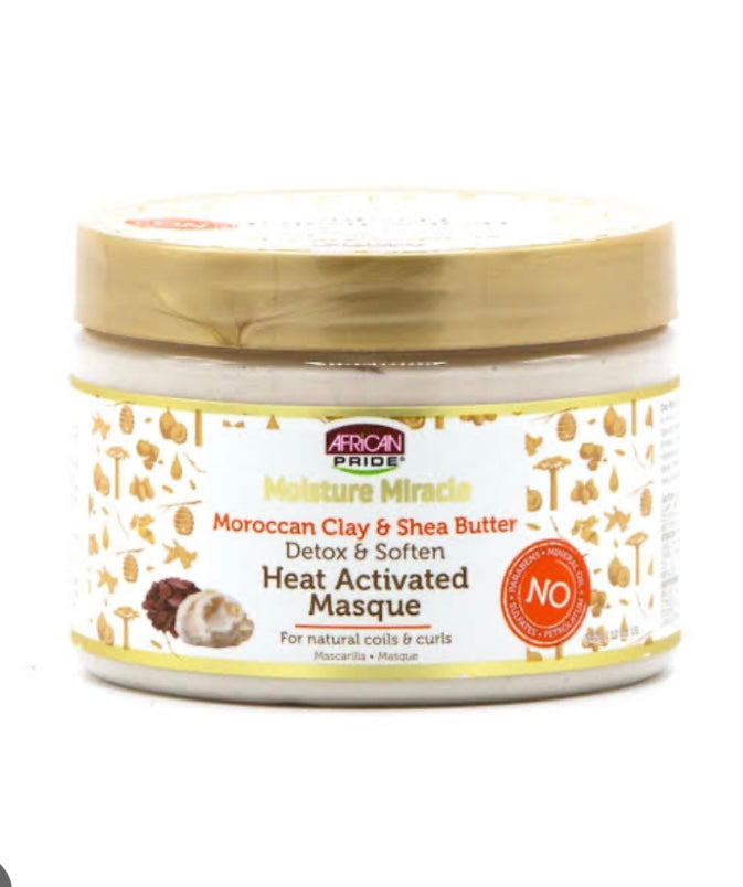 African Pride Moisture Miracle Moroccan Clay & Shea Butter Heat-Activated Masque