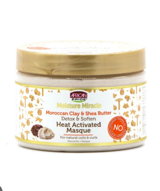 African Pride Moisture Miracle Moroccan Clay & Shea Butter Heat-Activated Masque