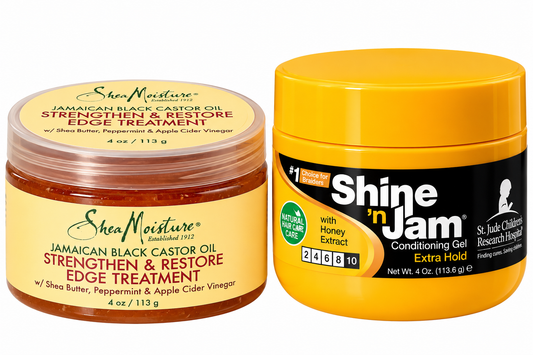 EDGE CONTROL & STYLING COMBO – SheaMoisture & Shine ’n Jam