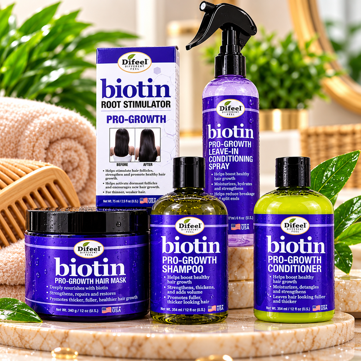 Difeel Biotin Pro-Growth Complete Hair Care Bundle