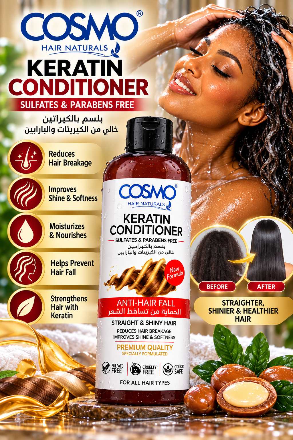 Cosmo Hair Naturals Keratin Conditioner – Sulfate & Paraben Free