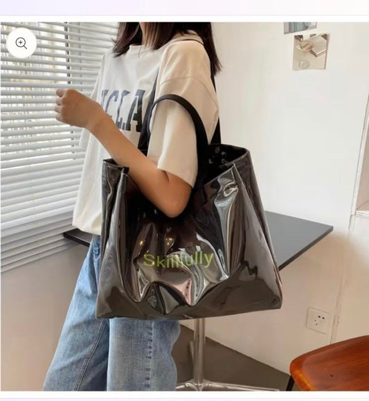Ladies Minimalist Casual Tote – Black Shoulder Handbag