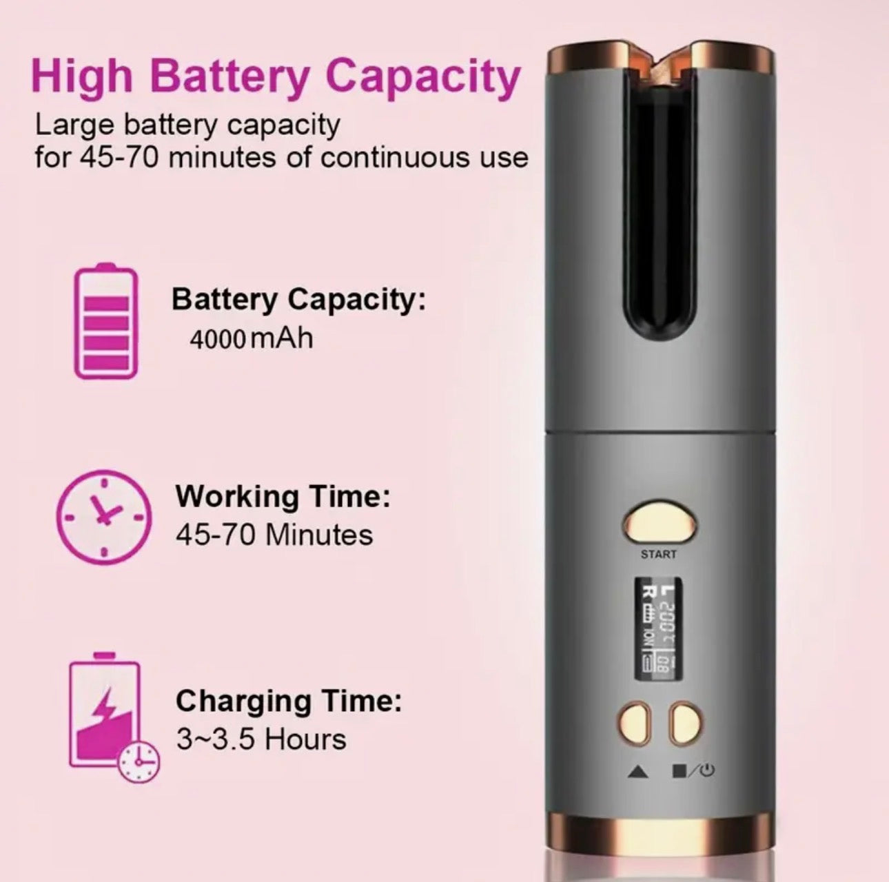 USB-C WIRELESS AUTOMATIC PORTABLE CURLING IRON
