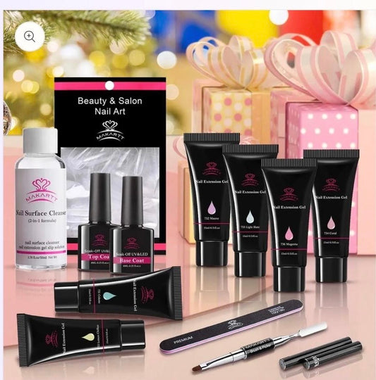 Makartt 6-Color Translucent Jelly Poly Nail Gel Extension Kit