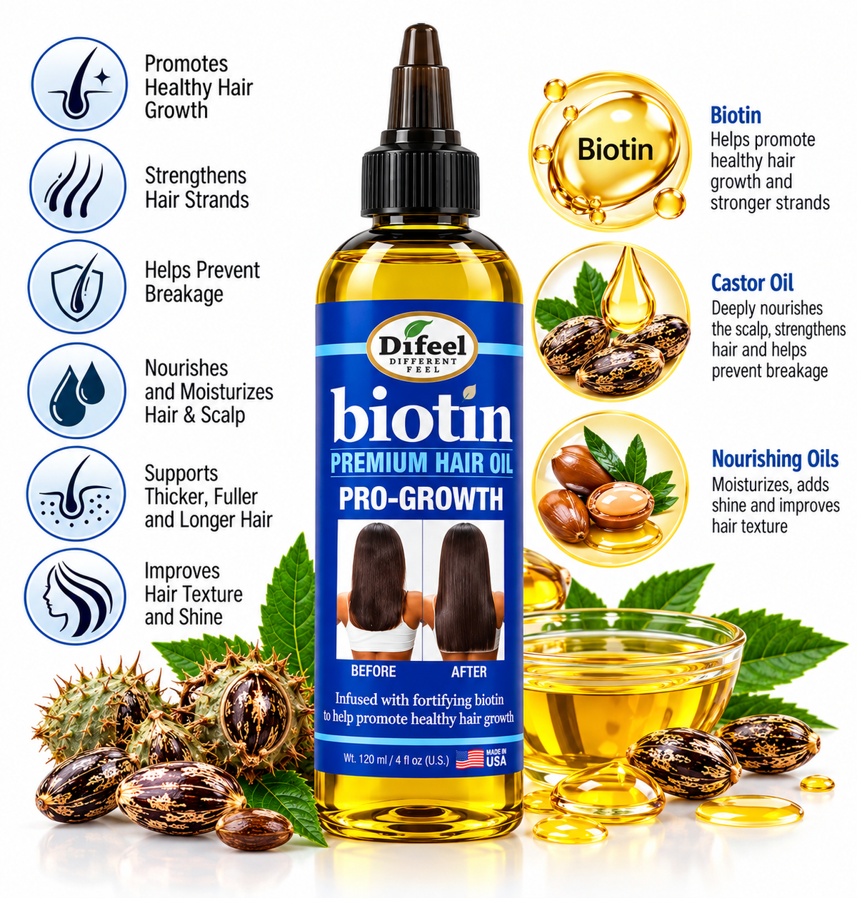Difeel Biotin Premium Hair Oil Pro-Growth