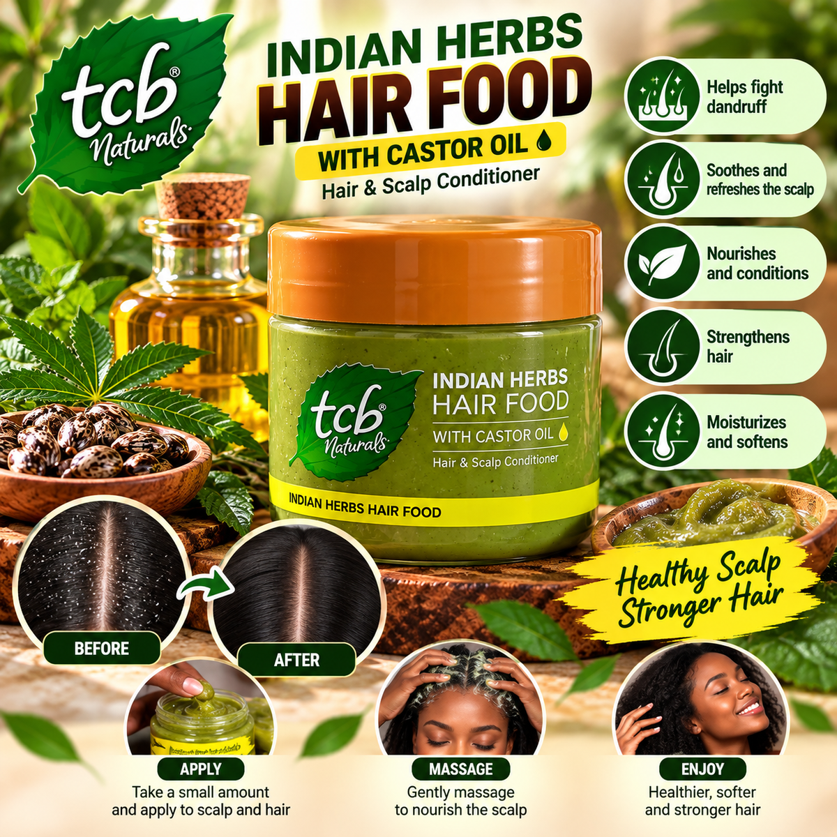 TCB Naturals Indian Herbs Hair Food with Castor Oil