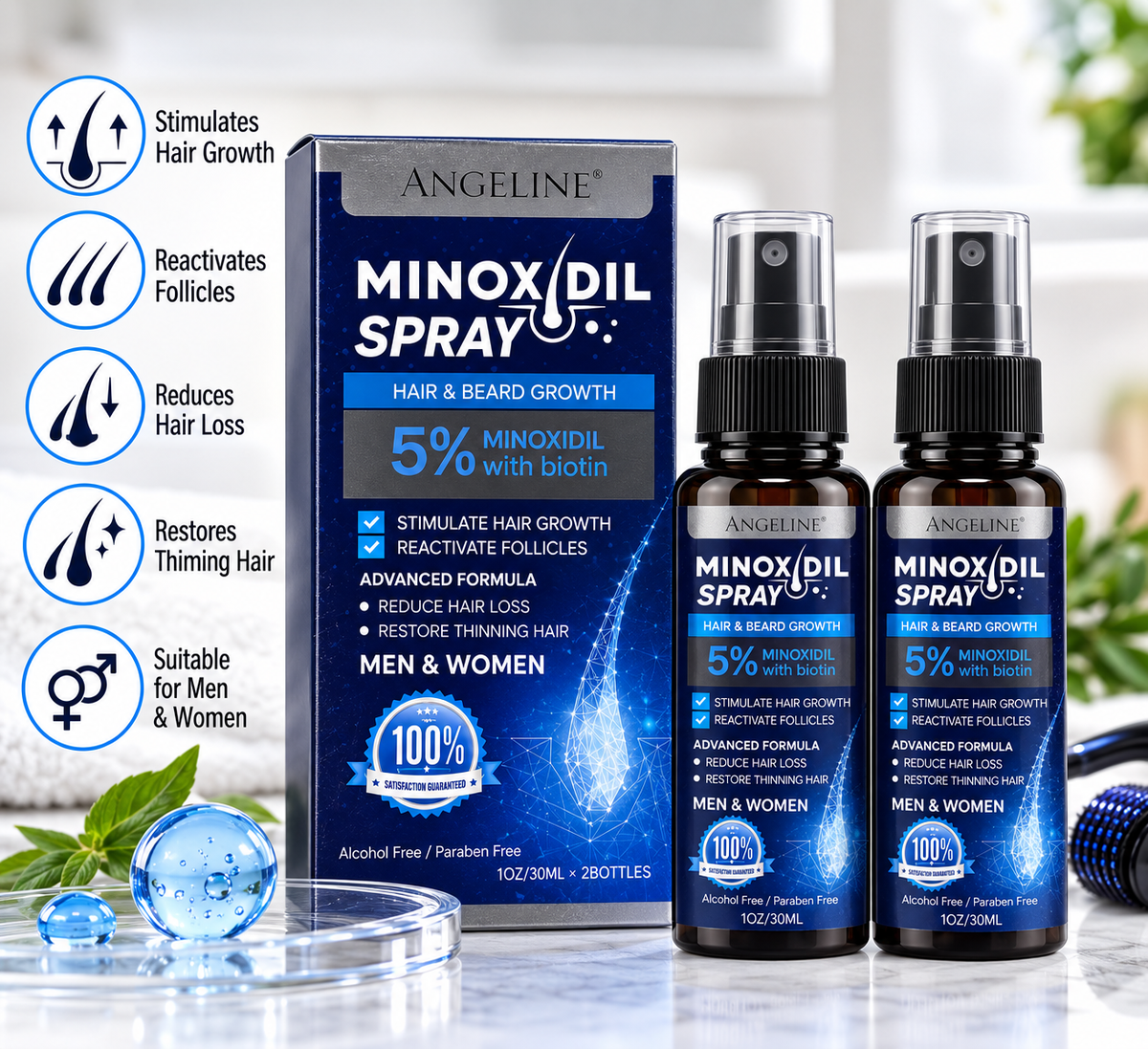 Angeline Minoxidil Spray – Hair & Beard Growth