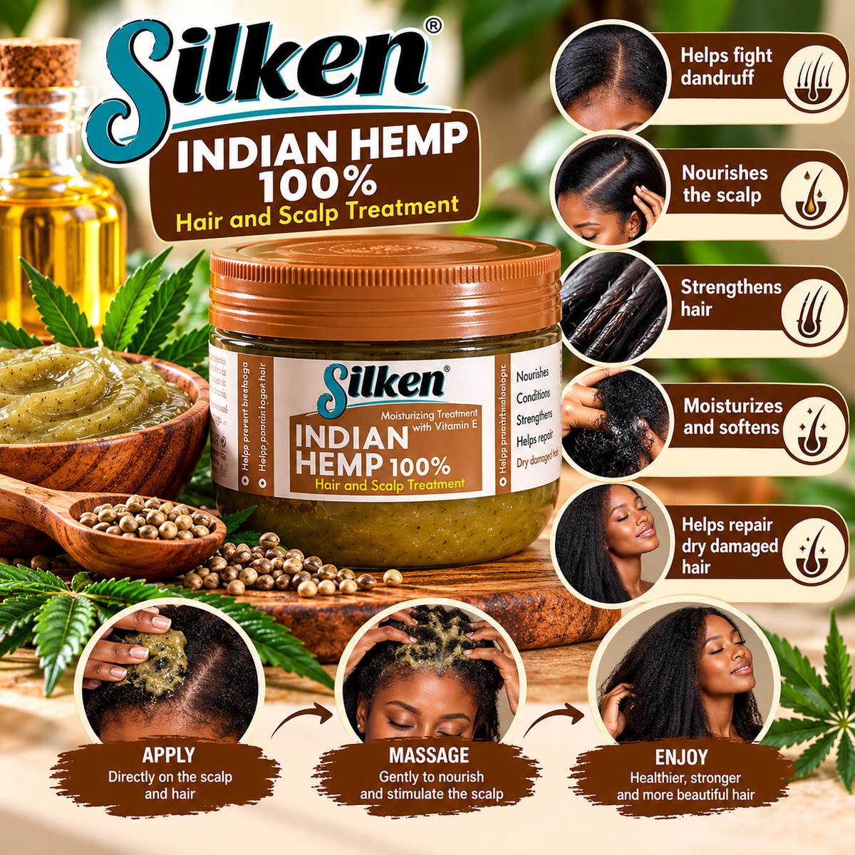 SILKEN Indian Hemp 100% Hair & Scalp Treatment