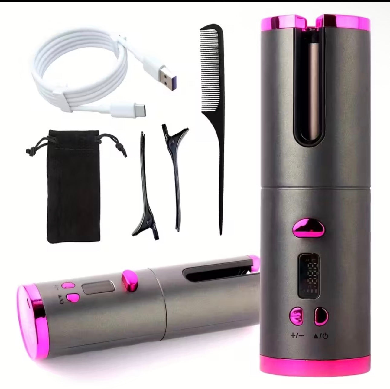 USB-C WIRELESS AUTOMATIC PORTABLE CURLING IRON